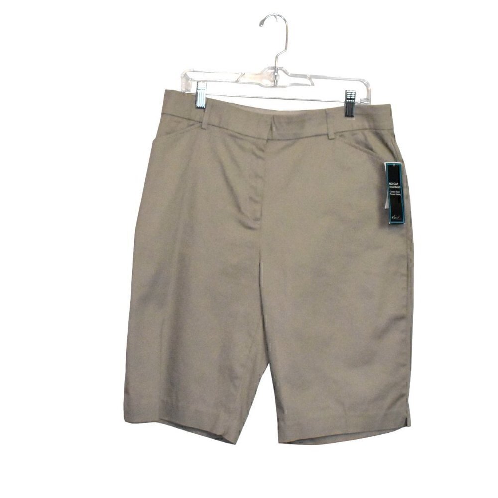 Kim Rogers No Gap Waistband Bermuda Shorts Khaki Size 14